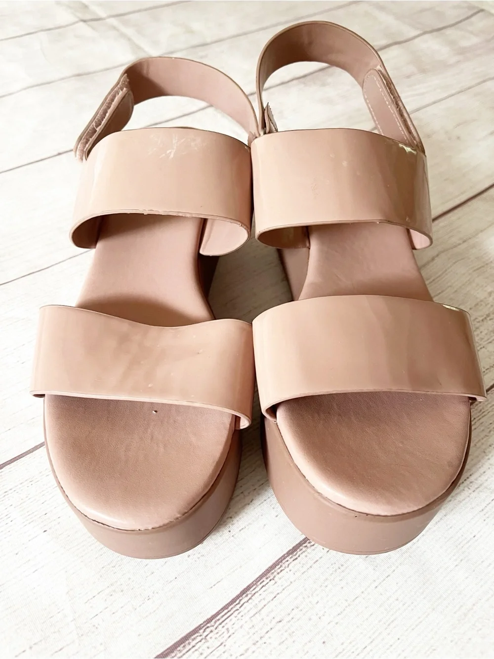 Steve Madden Rachel blush patent platform sandals 9
